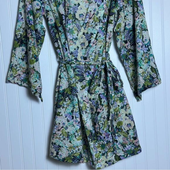 Plum Pretty Sugar Cotton Boho Floral Kimono Bridesmaids Robe Size Large - Picture 7 of 11